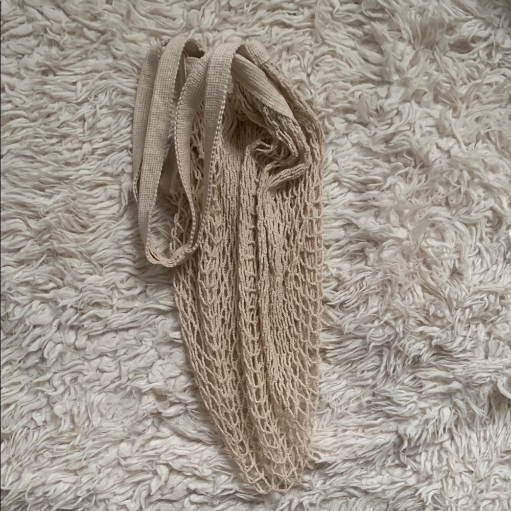 Beige Mesh Tote Bag